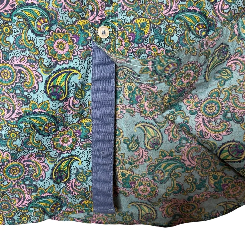 Cremieux‎ Men’s Short Sleeve Button Down Shirt XXL Multi-Color Paisley Print